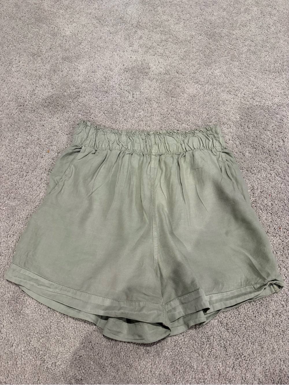 Altar'd State Sage Green High-Waist Paperbag Shorts
